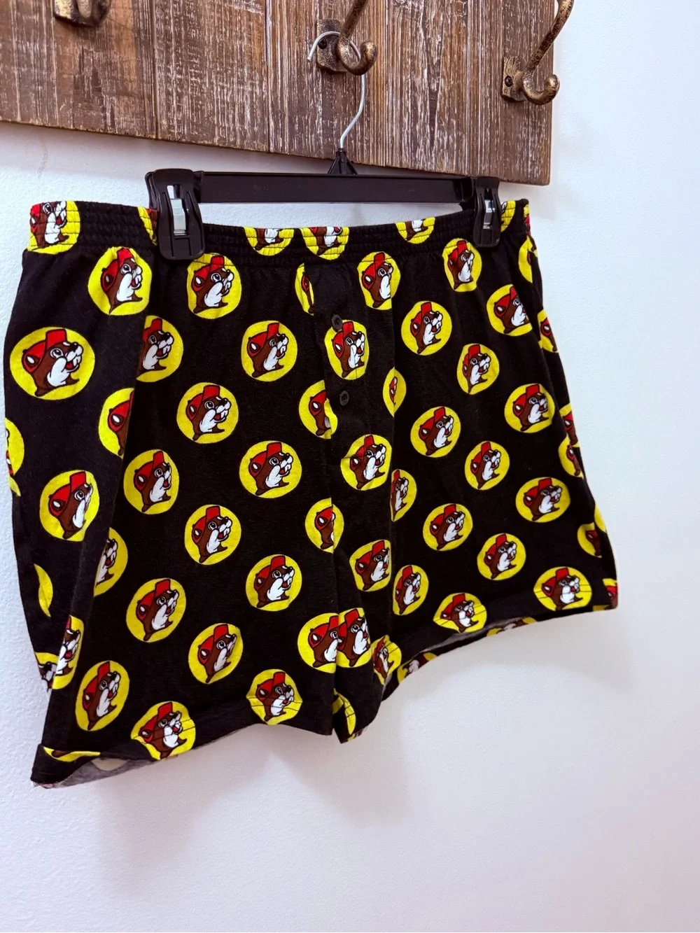 Black Boxer Shorts with Yellow & Red Character Print